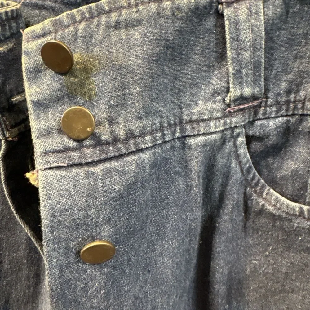 Vintage 70s Denim Button Front Skirt | High Waisted Midi Jean Skirt | Misses Spo